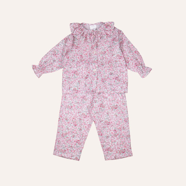 Pijama volante flores rosas