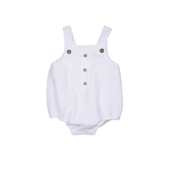 Ranita blanca lino botones madera