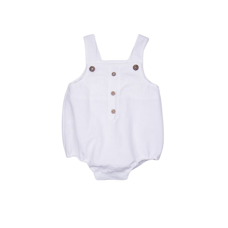 Ranita blanca lino botones madera