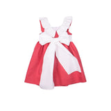 Vestido cuello volante fajin crudo