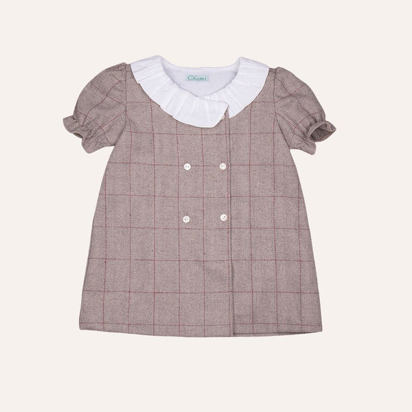 Vestido cuadros beige