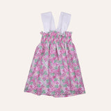 Vestido engomado hojas verdes ramilletes rosas