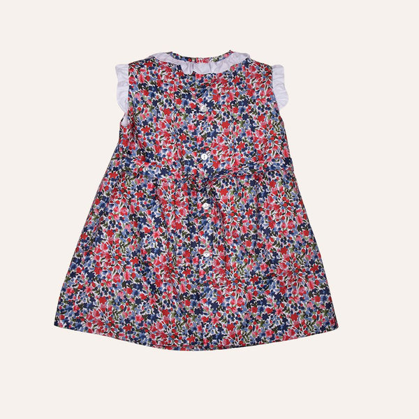 Vestido arándanos y flores rojas