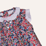 Vestido arándanos y flores rojas