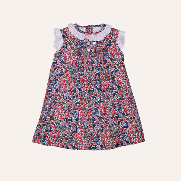 Vestido arándanos y flores rojas