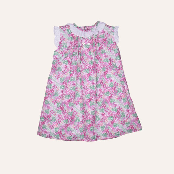 Vestido tablitas flores rosas