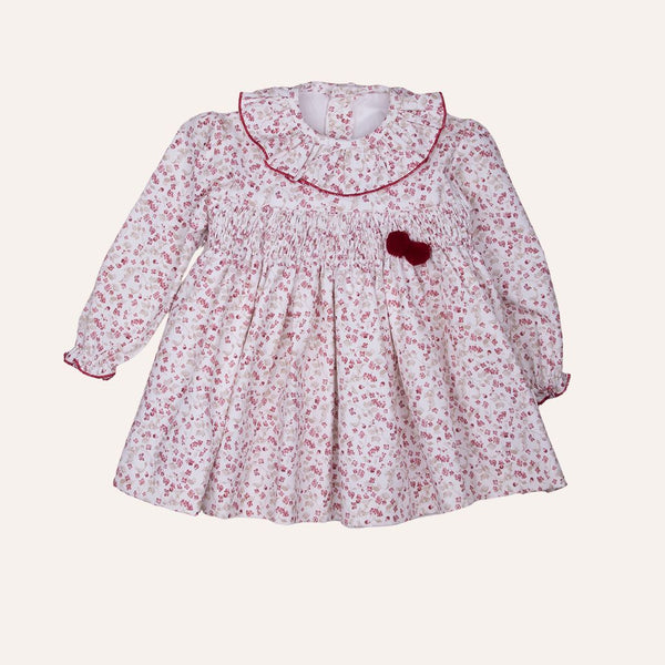 Vestido engomado flor granate