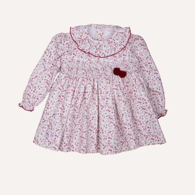 Vestido engomado flor granate