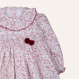 Vestido engomado flor granate