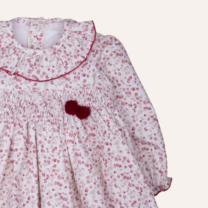 Vestido engomado flor granate