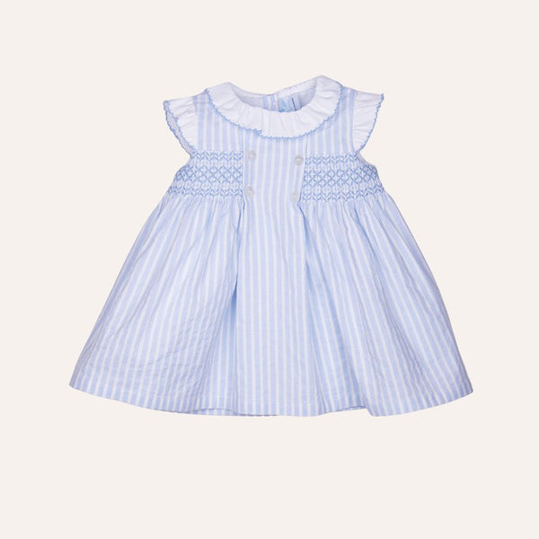 Vestido rayas tablón cuello volante