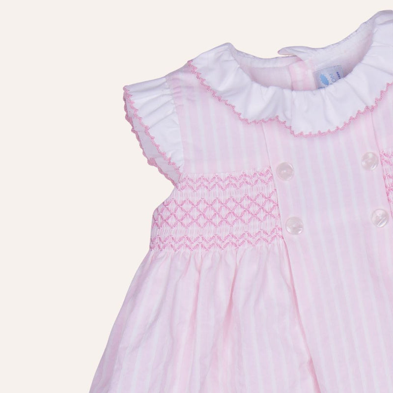 Vestido rayas tablón cuello volante