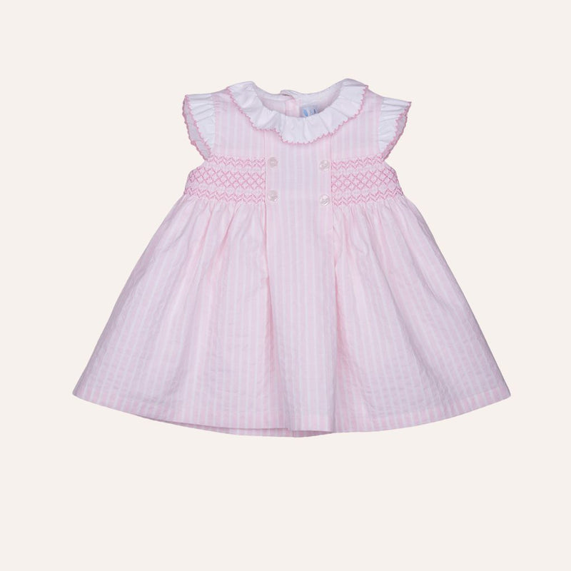 Vestido rayas tablón cuello volante