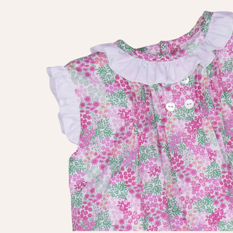 Vestido tablitas flores rosas