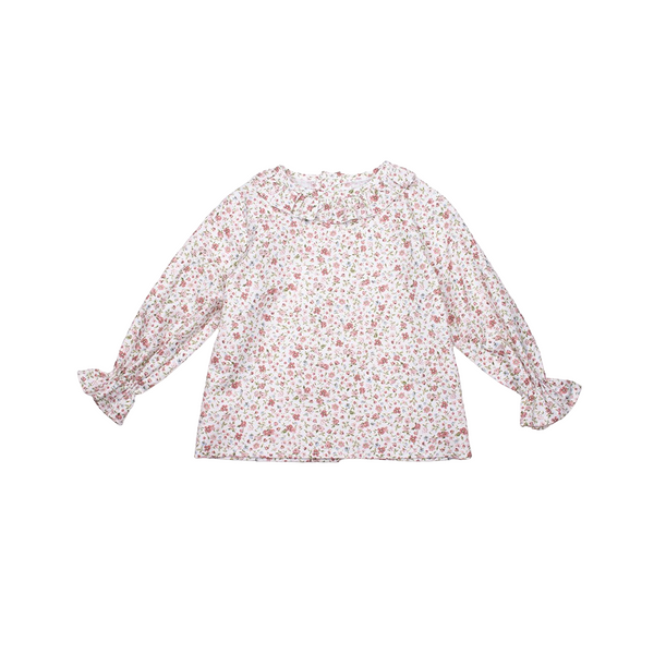 Blusa villela flor coral cuello volante