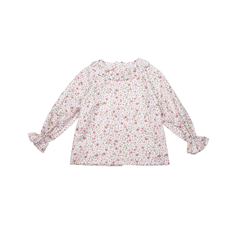 Blusa villela flor coral cuello volante