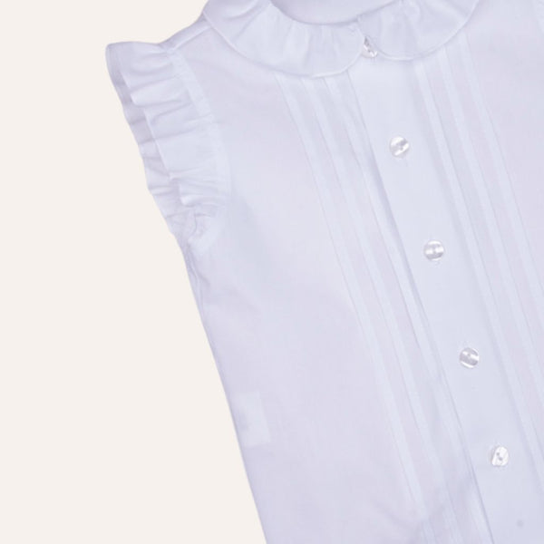 Camisa cuello volante blanca sin mangas