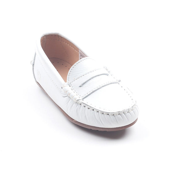 Mocasín piel antifaz pespunte blanco