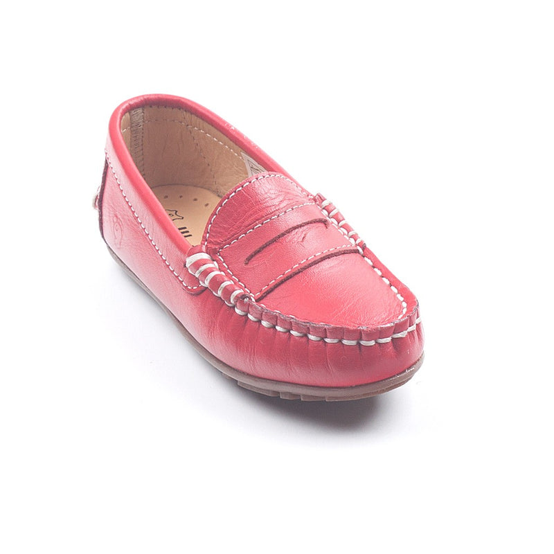 Mocasín piel antifaz pespunte blanco