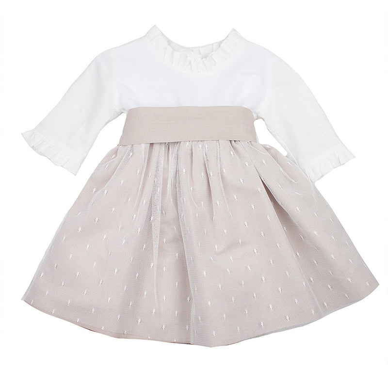 Vestido hilo falda tull y fajín