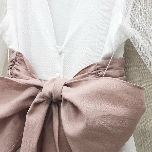 Vestido comunión tull con topitos