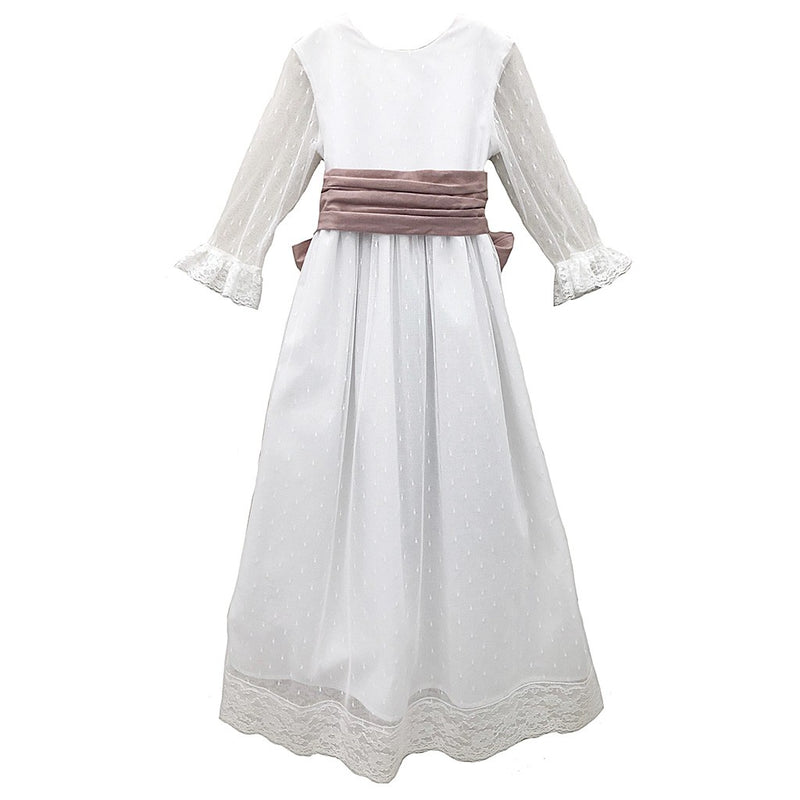 Vestido comunión tull con topitos