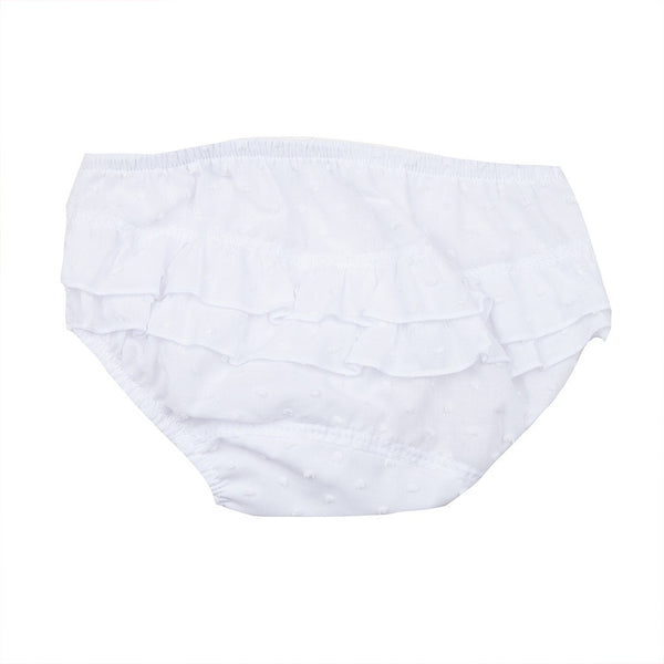 Bragola blanca de plumeti con volante