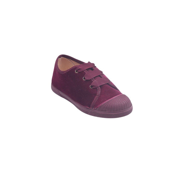 Zapatilla cordones terciopelo con puntera