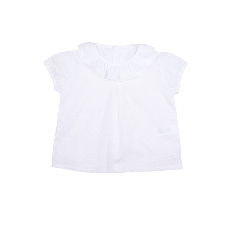 Camisa manga corta plumeti cuello volante