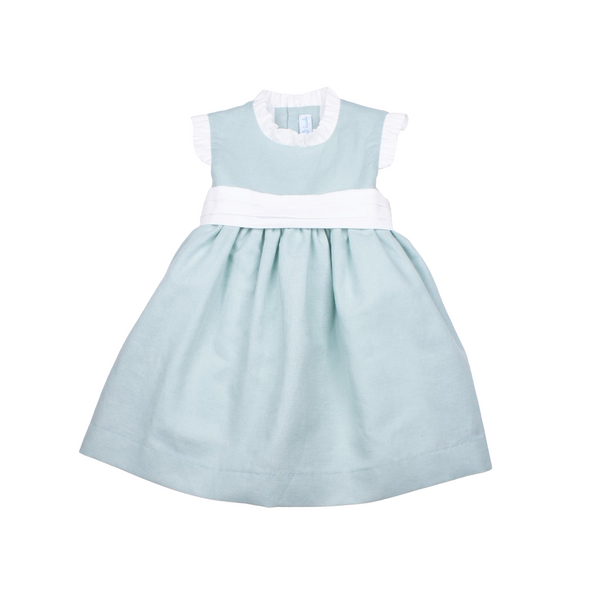 Vestido lino Chami volante blanco