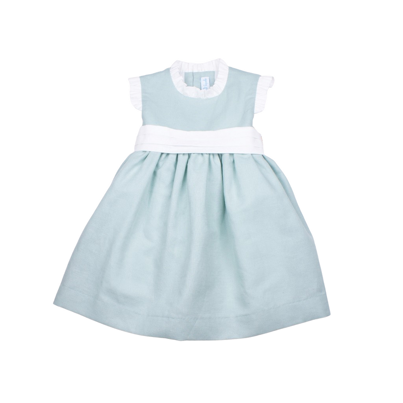 Vestido lino Chami volante blanco