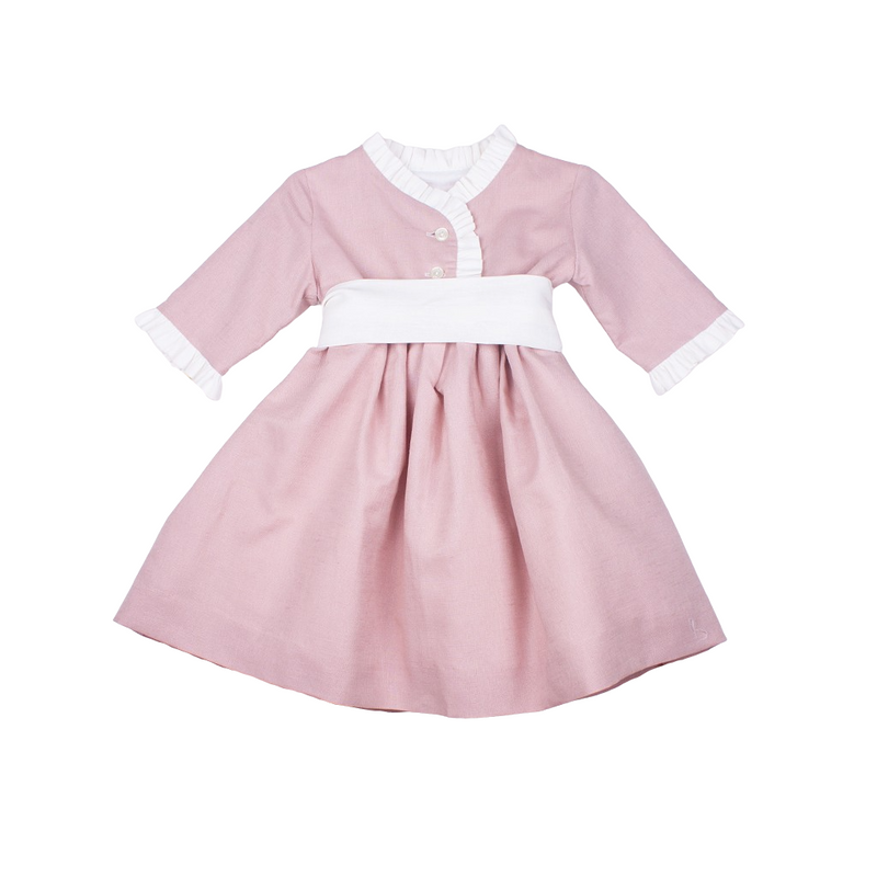 Vestido lino fajin liso crudo