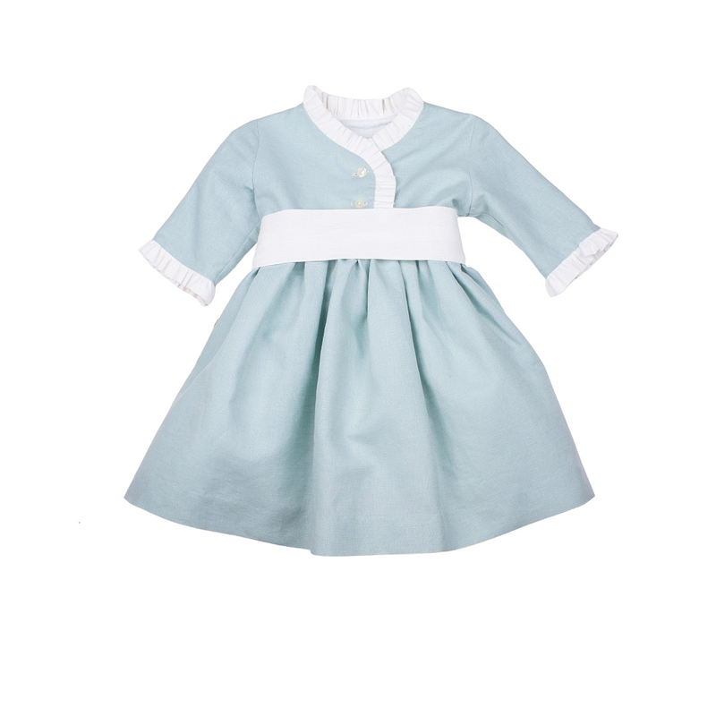 Vestido lino fajin liso crudo