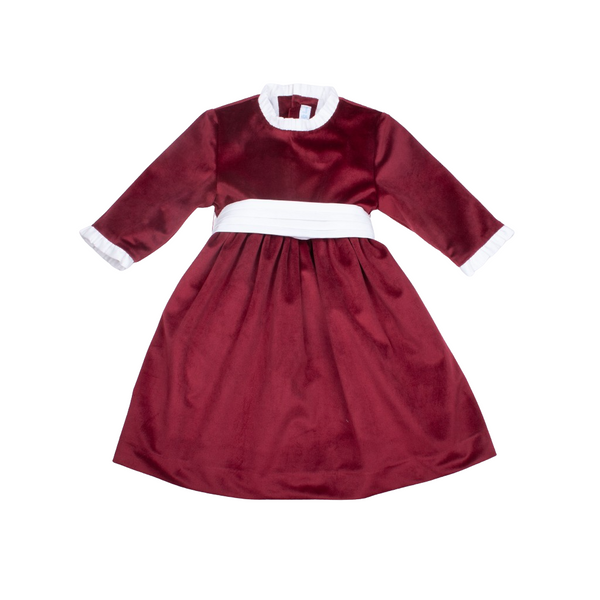 Vestido terciopelo granate fajin tablas