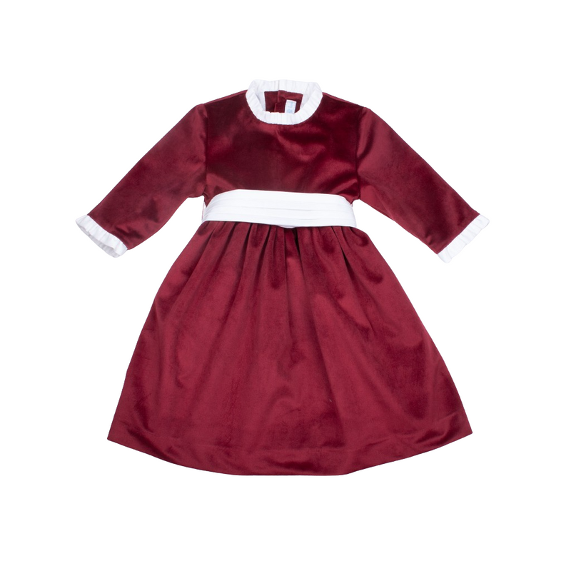 Vestido terciopelo granate fajin tablas