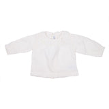 Camisa plumeti cuello volante y pliegue central