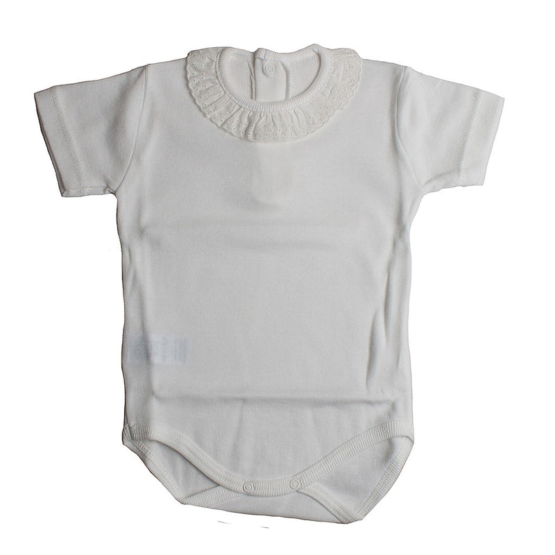 Body algodón manga corta cuello perforado