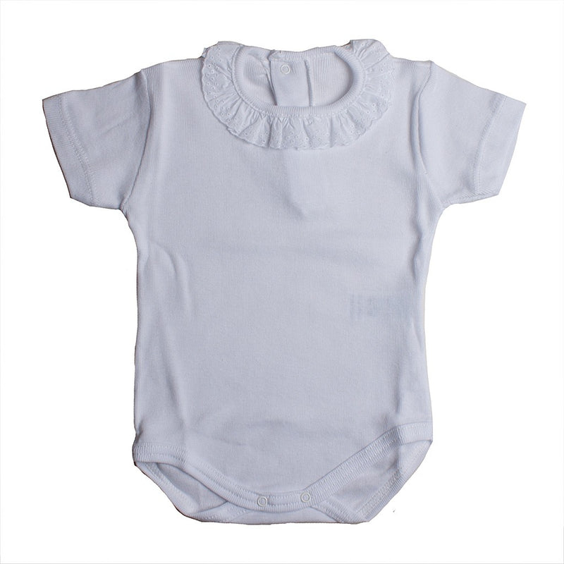 Body algodón manga corta cuello perforado