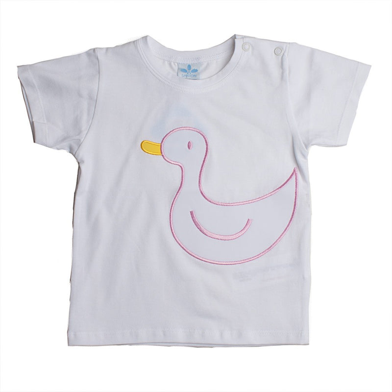 Camiseta manga corta blanca con pato