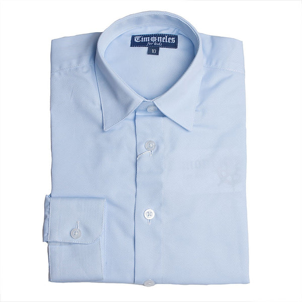 Camisa niño manga larga diagonal con cuello camisa