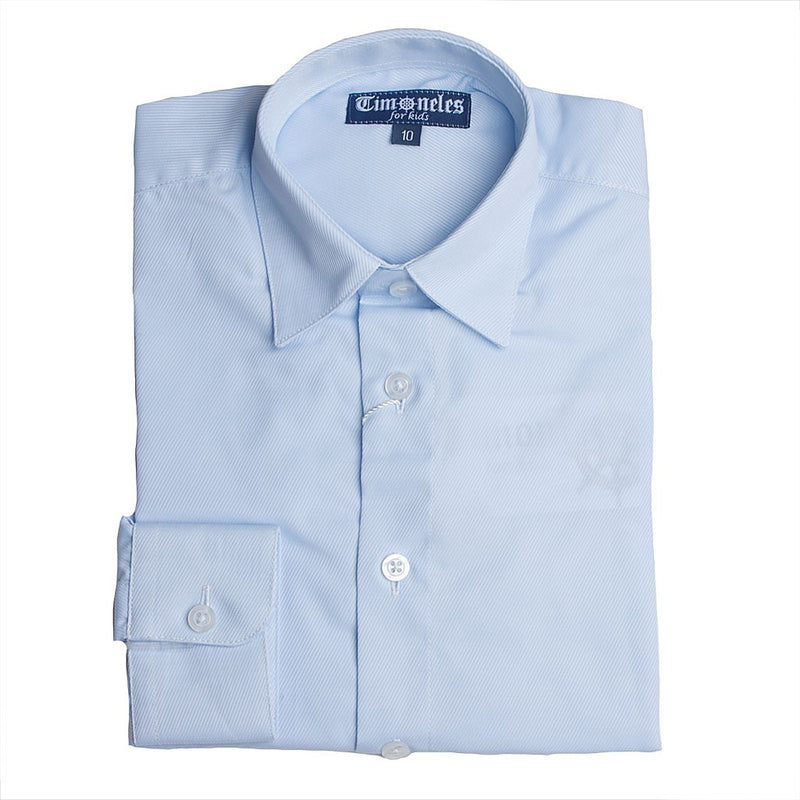 Camisa niño manga larga diagonal con cuello camisa