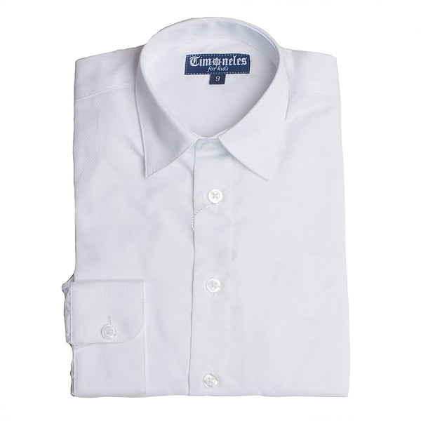 Camisa niño manga larga diagonal con cuello camisa