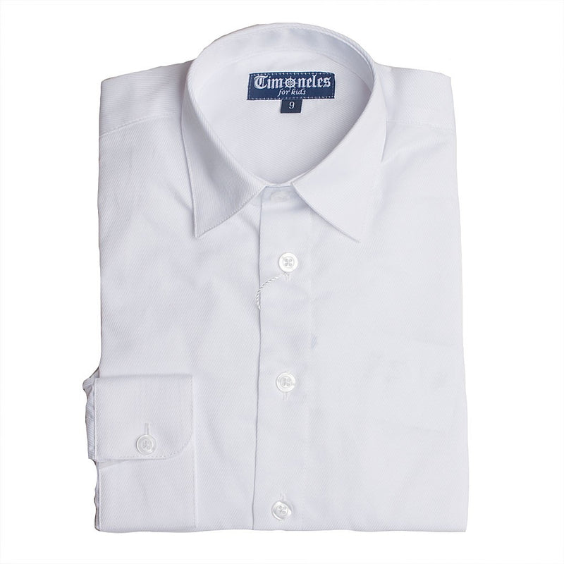 Camisa niño manga larga diagonal con cuello camisa