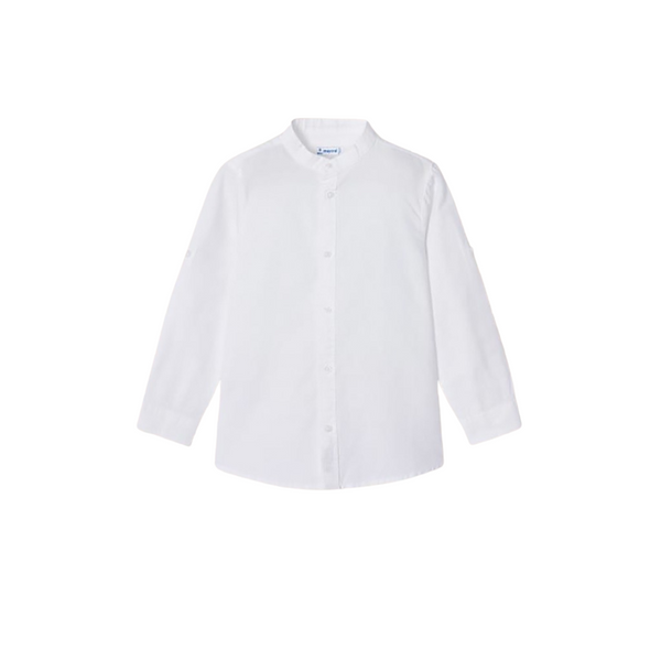 Camisa manga larga cuello mao lino