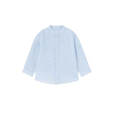 Camisa manga larga cuello mao lino