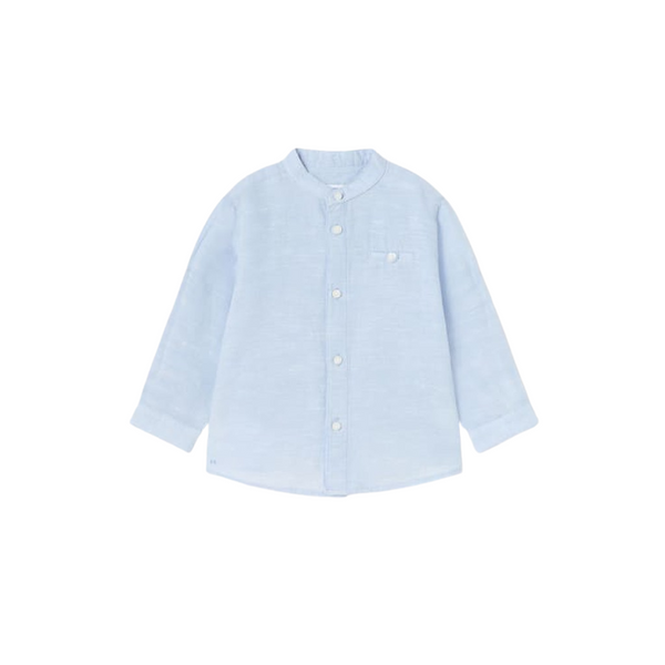 Camisa manga larga cuello mao lino