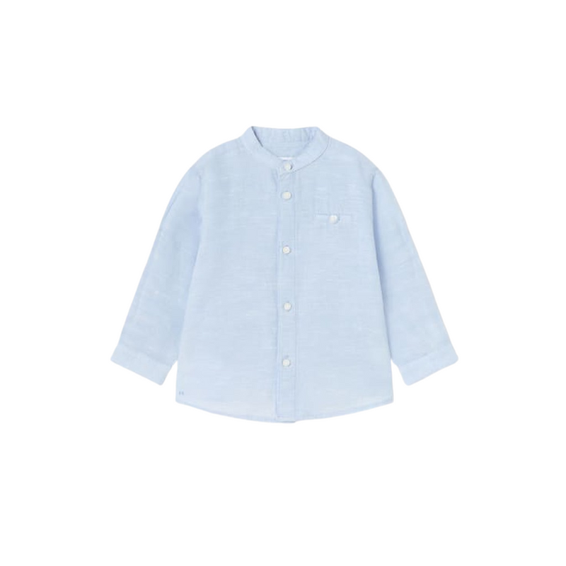 Camisa manga larga cuello mao lino