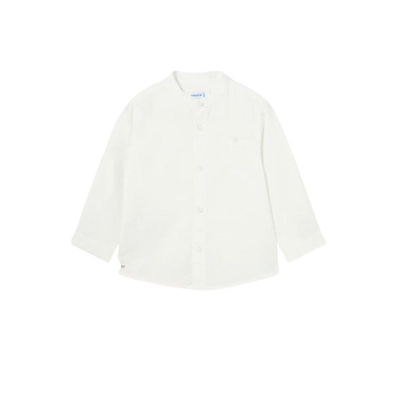 Camisa manga larga cuello mao lino