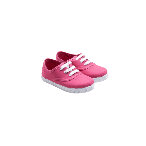 Bamba con cordones y suela blanca magenta