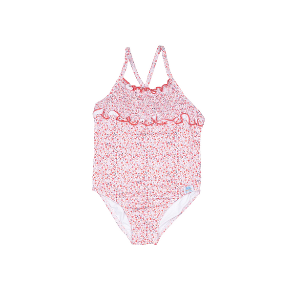 Traje de baño con goma flor coral